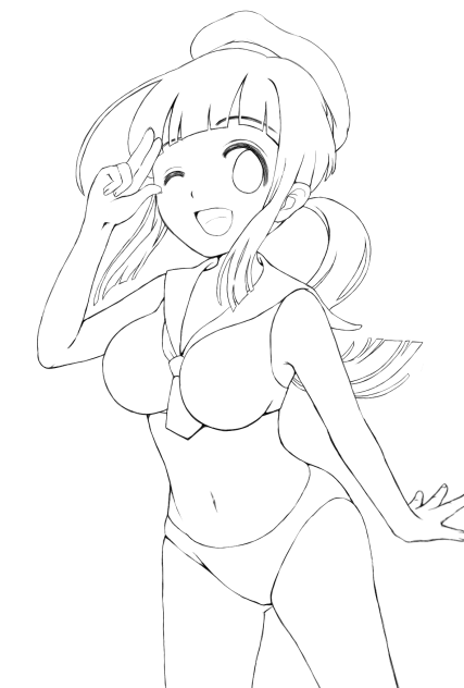 【線画】セーラー水着