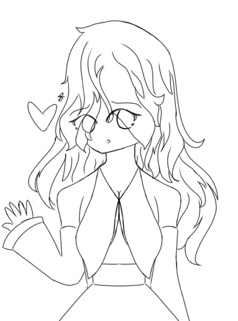 A pretty girl with a skirt Lineart