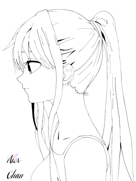 Anime girl lineart