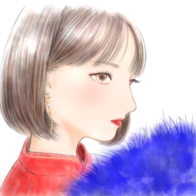 ボブカット×赤チャイナドレスの女の子。