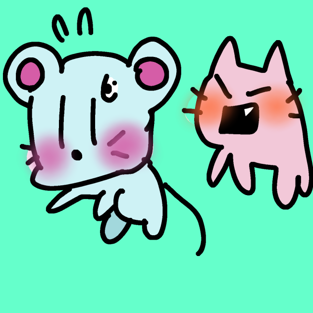 ネズミを追いかけるネコ