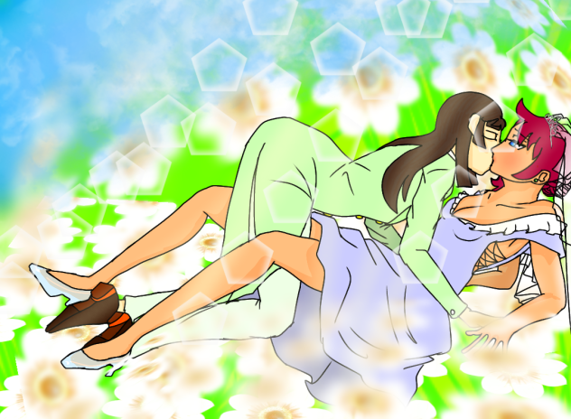 カモミール畑の中で