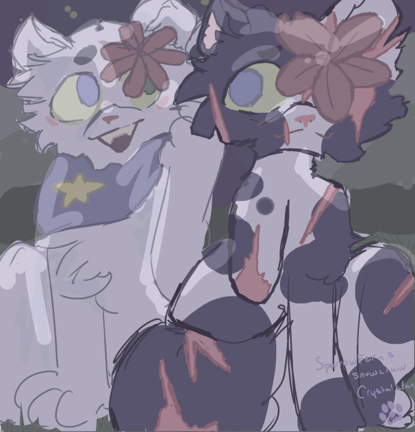 SparrowFern & SnowClaw from CrystalClan