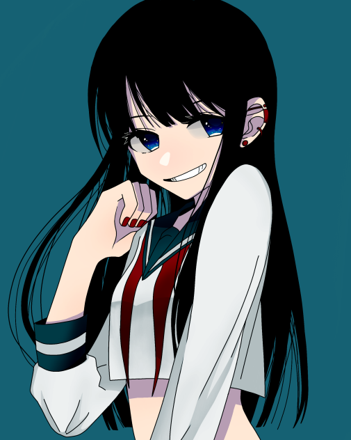 セーラー服×黒髪×ピアス