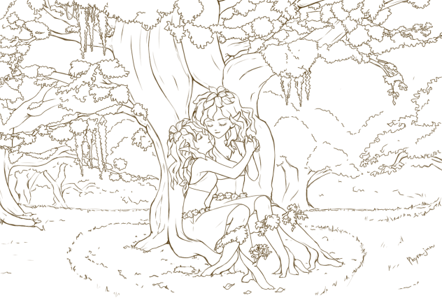 ドライアドのいる森　線画