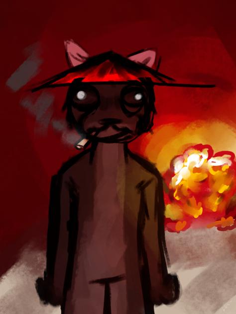 Rat With An Explosion On The Background