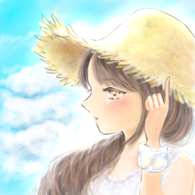 無題866麦わら帽子をかぶっても暑い夏。