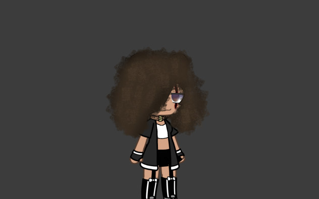 Violet but her hair down-