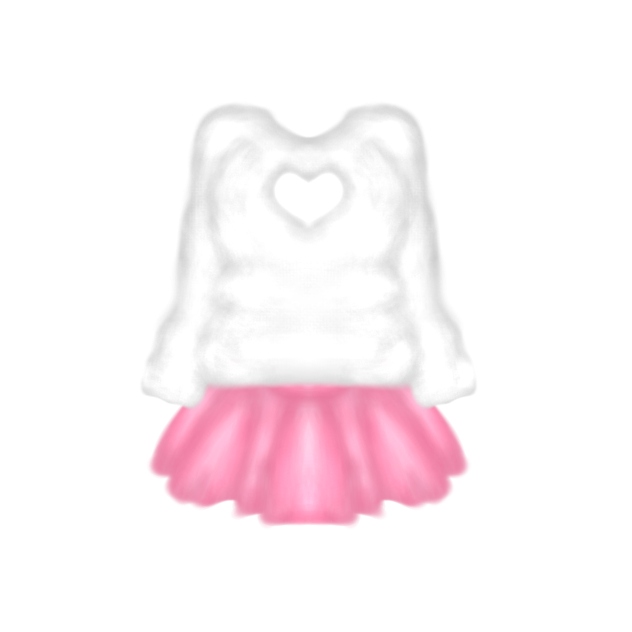White fluffy sweater, Pink skirt