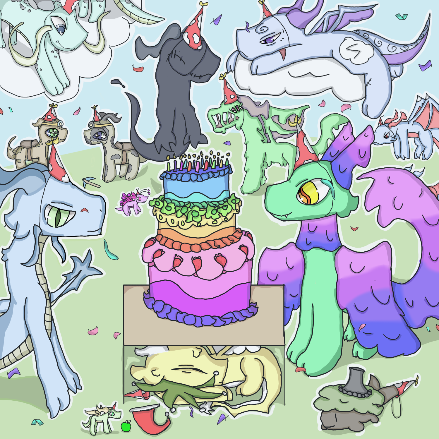 Lots Of Dragons At A Party 🥳🎉 - ibisPaint