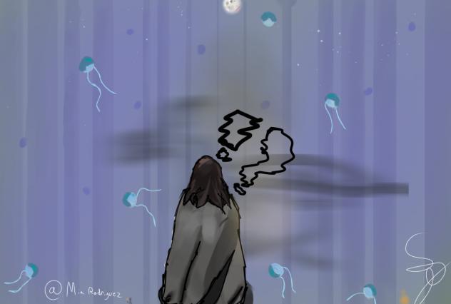 Spirit woods in night.