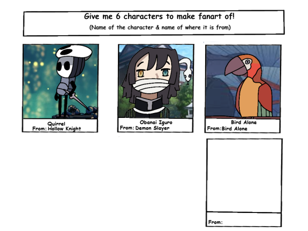I'm bored, give me 5 characters to draw3