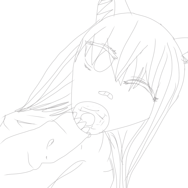 My attempt to draw a anime girl eating