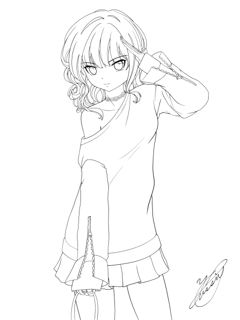 More than a girl, less than a lady（線画）