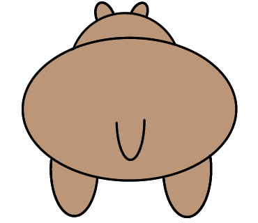 後ろ姿の茶色い牛のイラストを描いてみました。