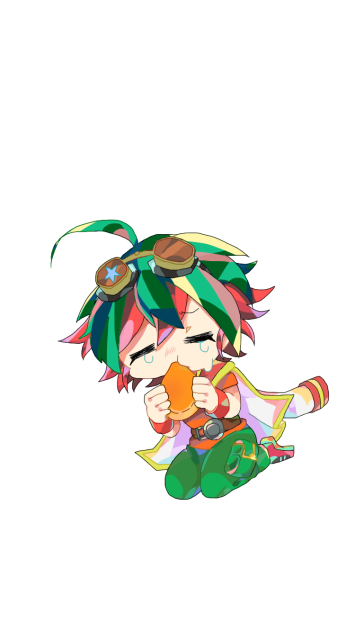 パンケーキを両手を使って食べる榊遊矢