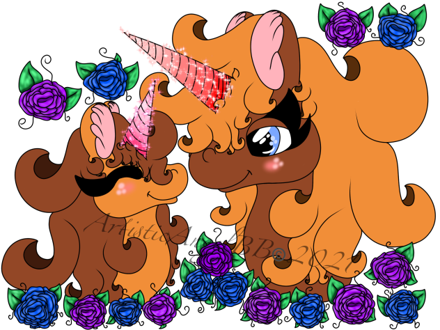 Mother And Daughter Unicorns Portrait