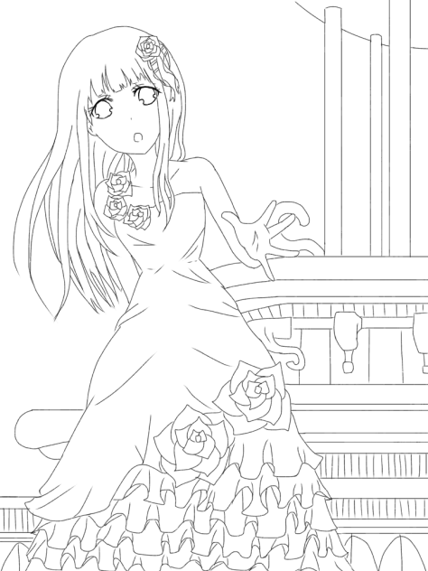 【線画】舞踏会少女