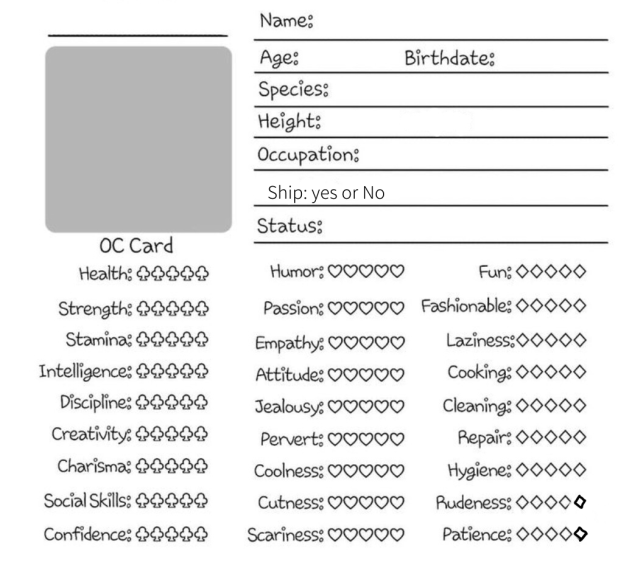 Character sheet