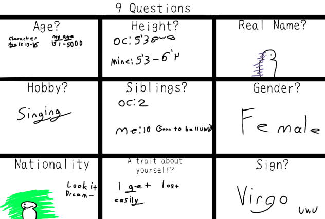 9 Questions about yourself