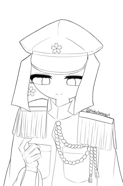 桜日帝さん　塗り絵