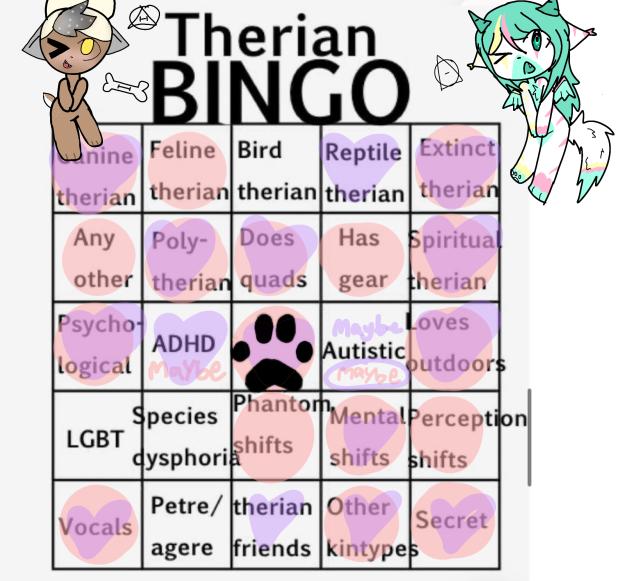 Therian bingo
