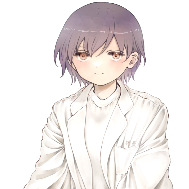 白衣の神原駿河。