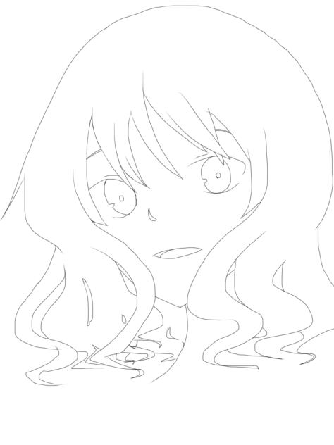 線画 うねうね髪