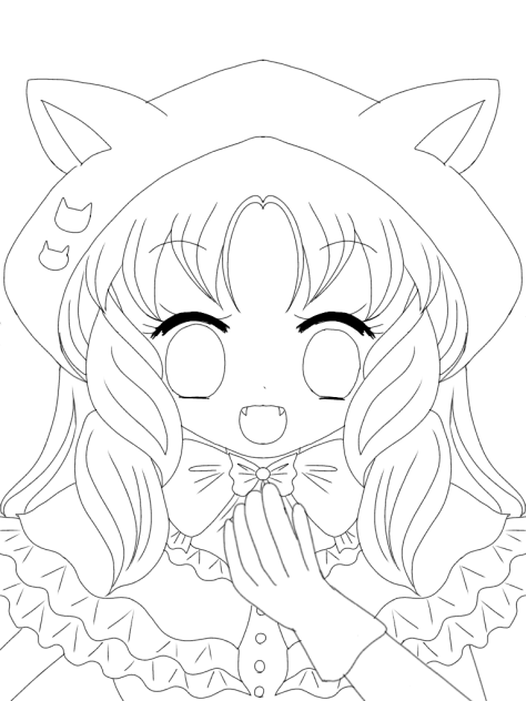 黒頭巾ちゃん線画