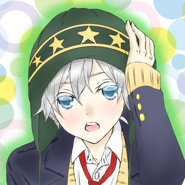 線画 ニット帽の男の子 塗らせていただきました