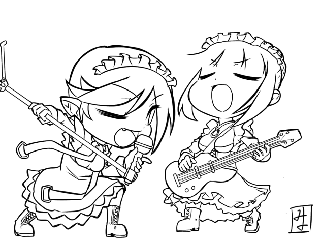 メイドさんと音楽の秋　ぬり絵