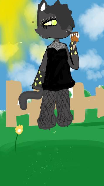 Black cat sitting on a fence