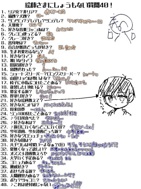 絵師さまにしょうもない質問40～(`･ω･´)