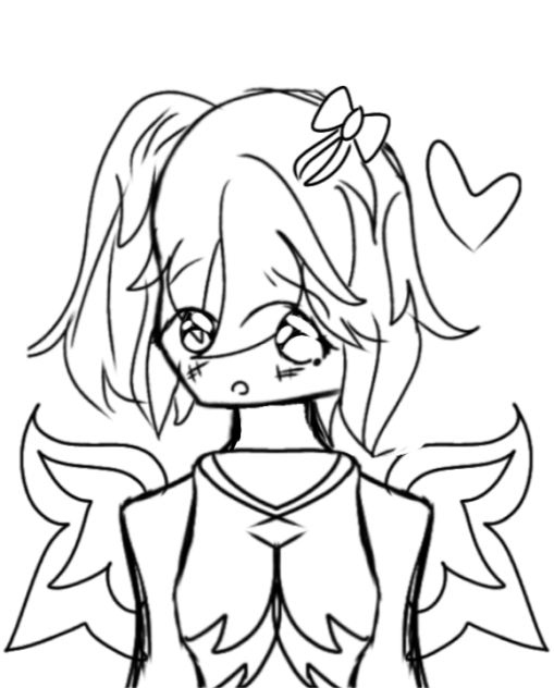 Cute Girl with 1 Ponytail Sketch