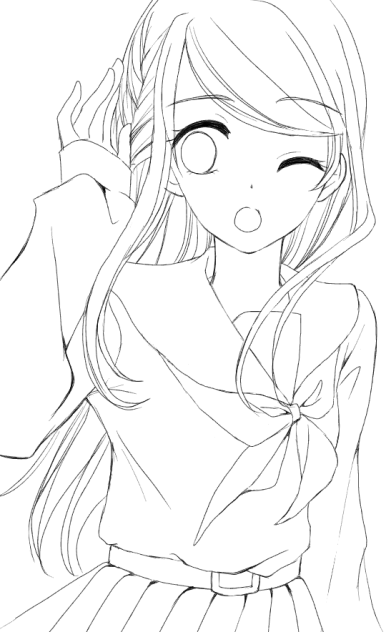 ツヅキエイミ　鉛筆画 女の子 セーラー服 サイン入り i-img1013x1200-