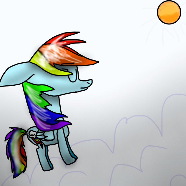 Rainbow dash on clouds