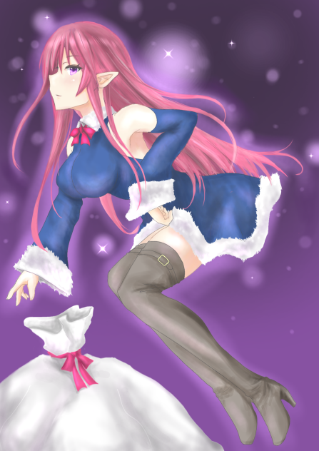 とんがり耳の青サンタさん