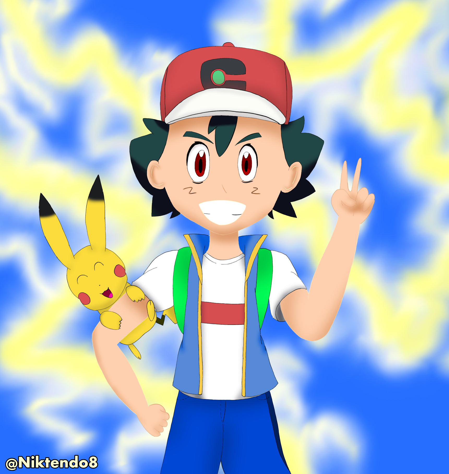 Ash and Pikachu - ibisPaint