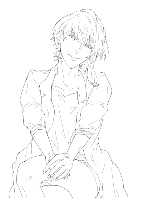 線画 おネエさん