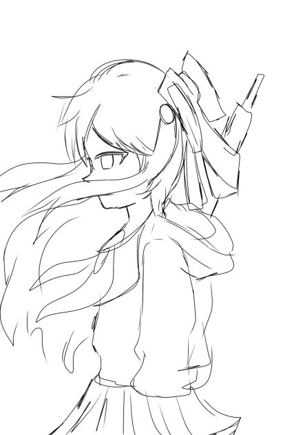 Anime girl swords back