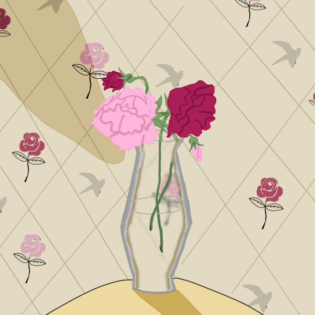薔薇とクロステーブル