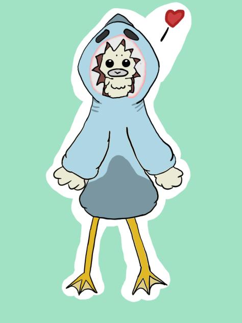 Duck in a shark hoodie🦆🦈
