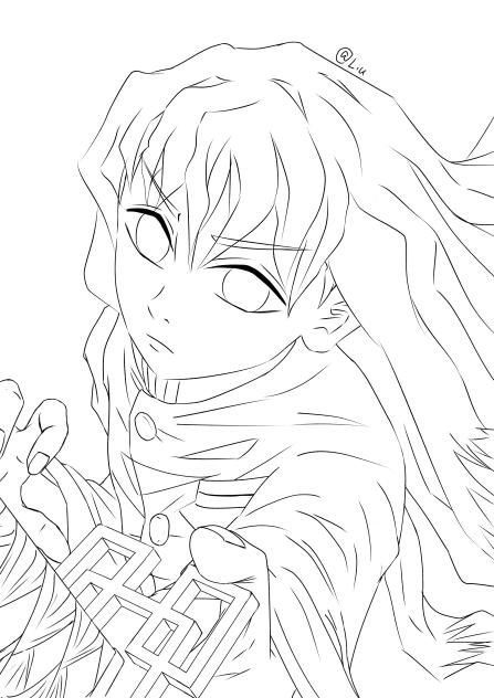 時透無一郎チャレンジ（線画）