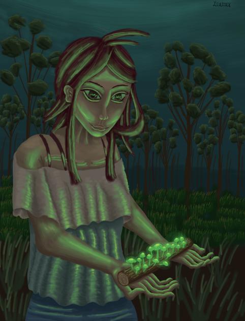 Green Glowing Mushroom