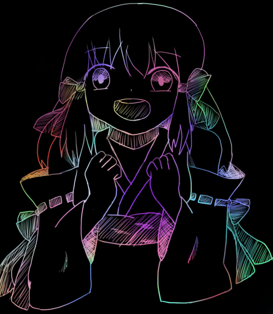 スクラッチアート風でオリキャラ描いてみた