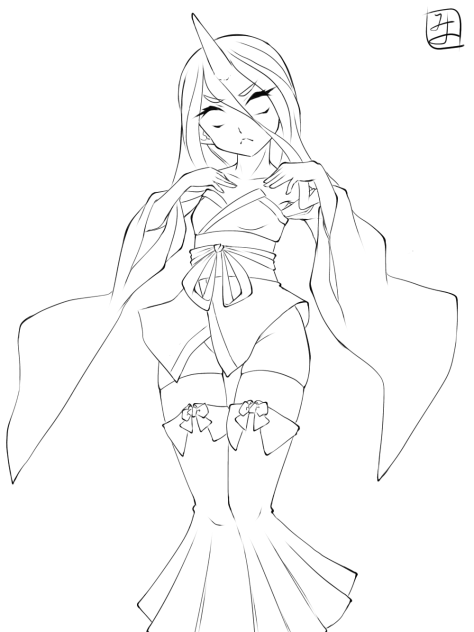 青鬼ちゃん　line art