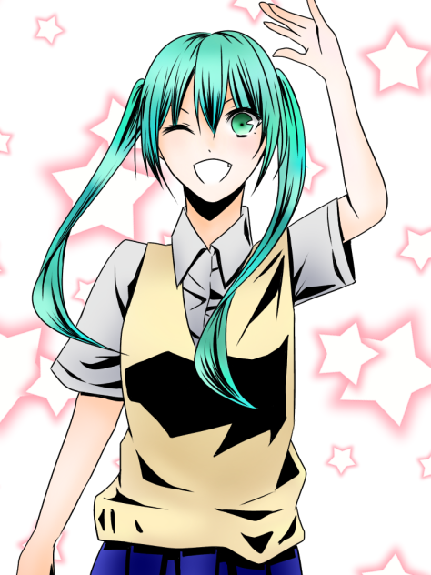 ミク 線画塗