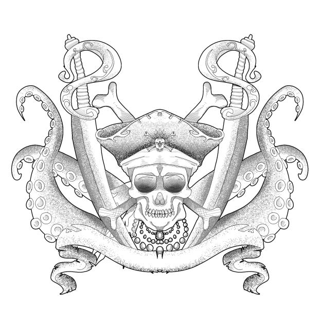 Pirate skull stamp