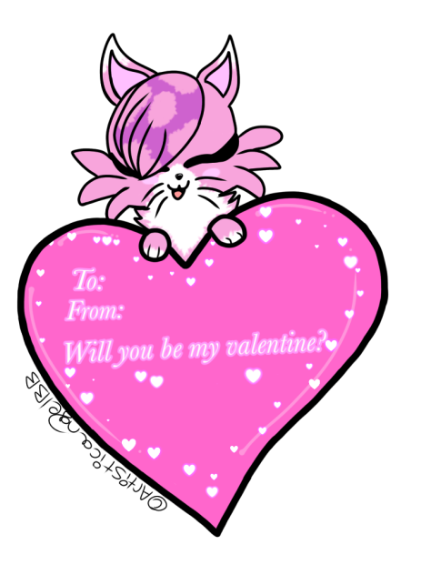 Pink Valentines Day Kitten - Speedpaint