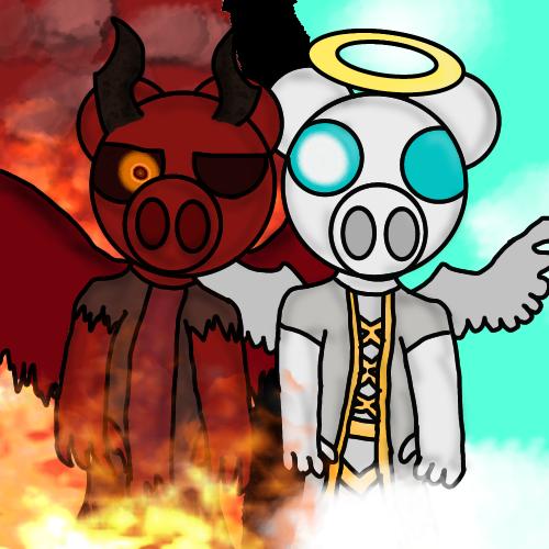 Angel and Devil piggy fanart